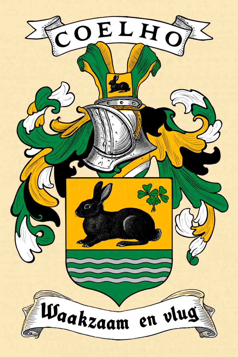 Familiewapen van de achternaam COELHO (vergrendeld)