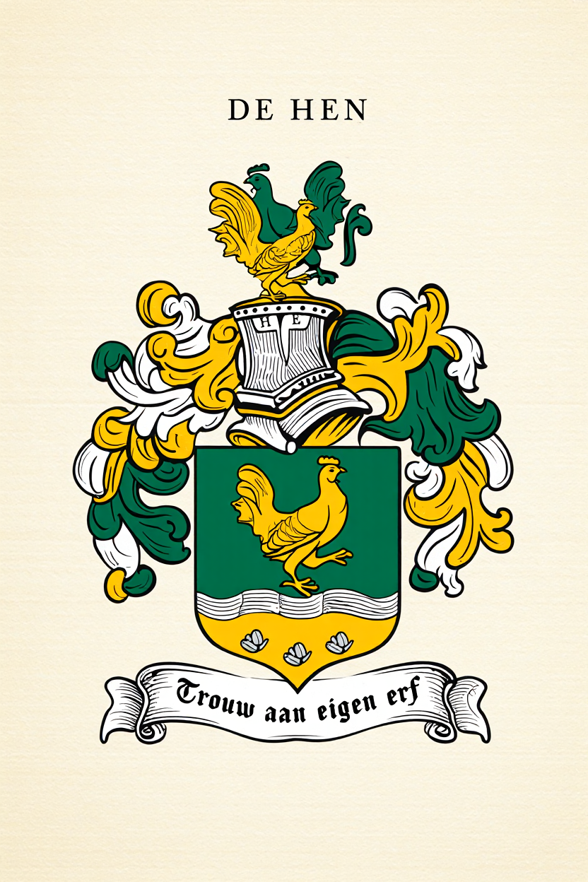 Familiewapen van de achternaam DE HEN (vergrendeld)