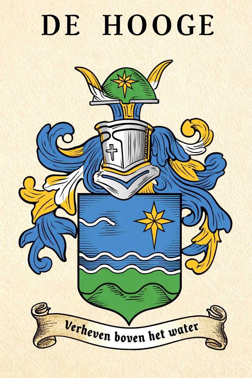 Familiewapen van de achternaam DE HOOGE (vergrendeld)
