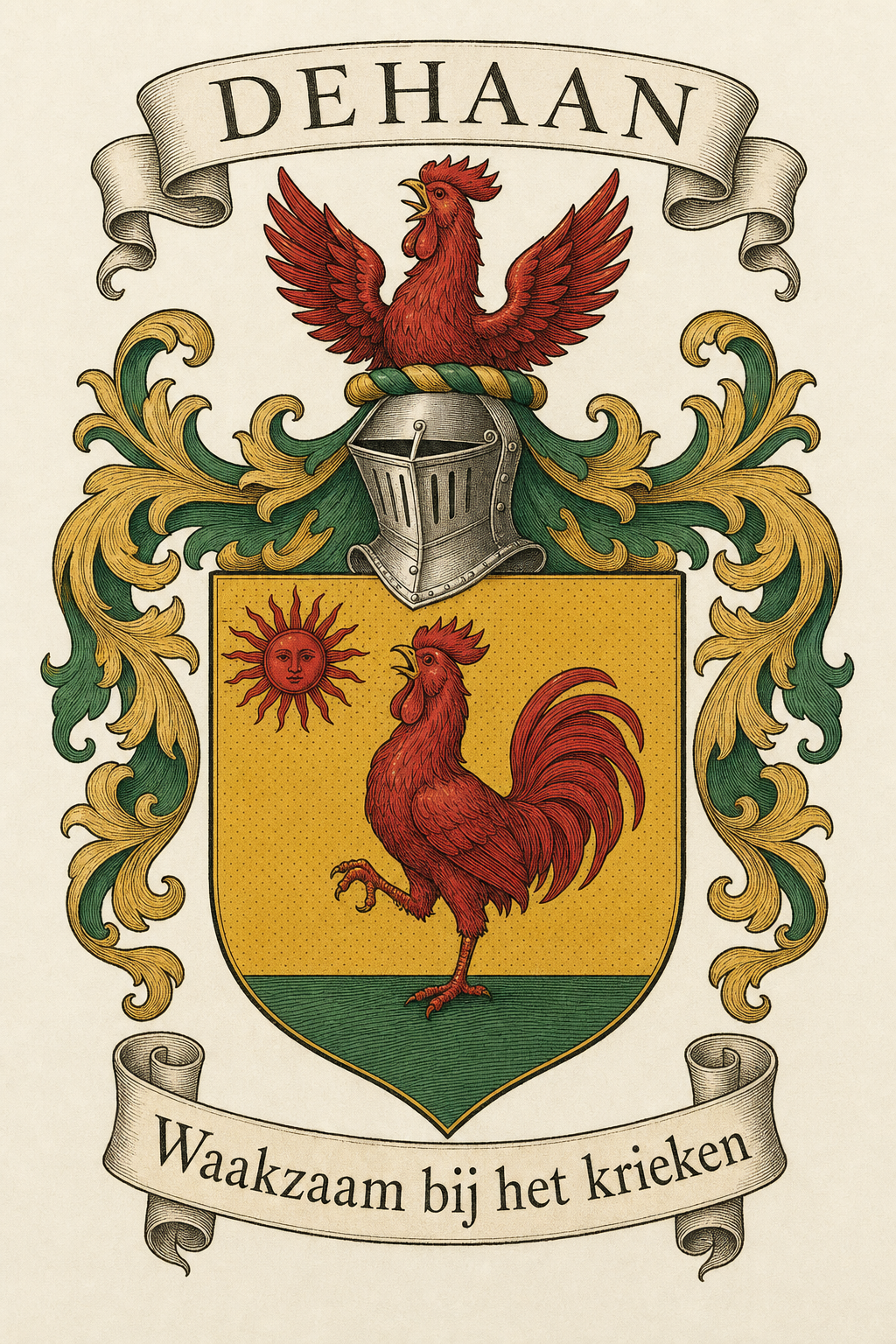 Familiewapen van de achternaam DEHAAN (vergrendeld)