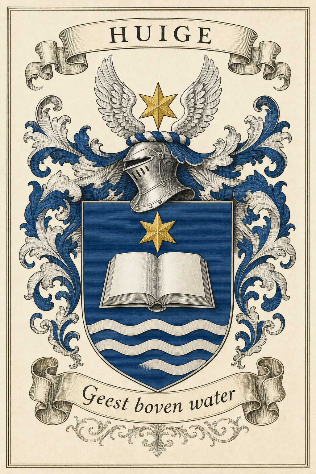 Familiewapen van de achternaam HUIGE (vergrendeld)