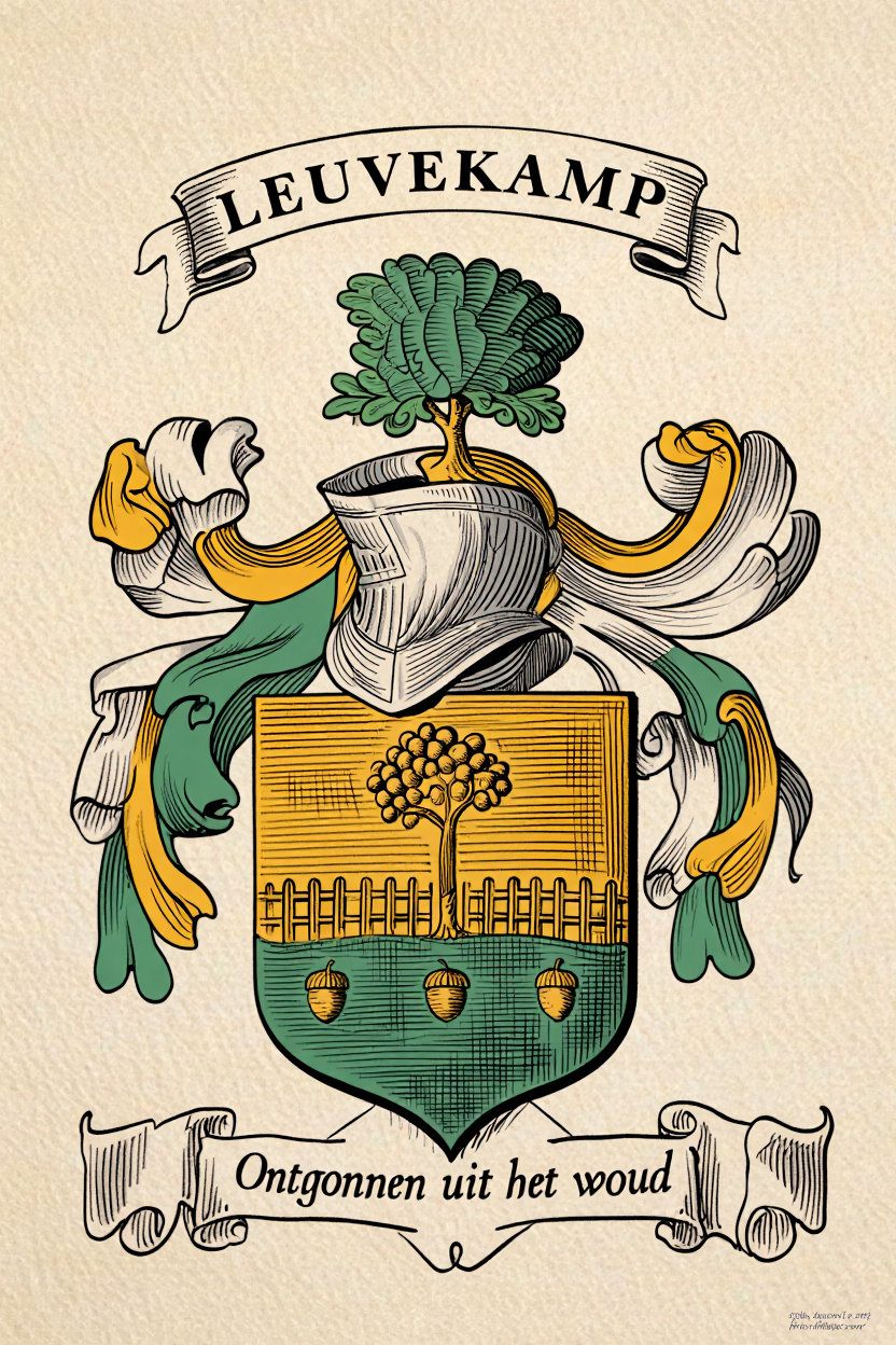 Familiewapen van de achternaam LEUVEKAMP (vergrendeld)