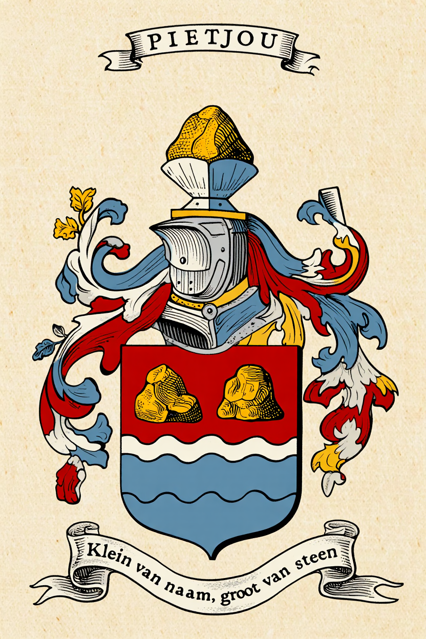 Familiewapen van de achternaam PIETJOU (vergrendeld)
