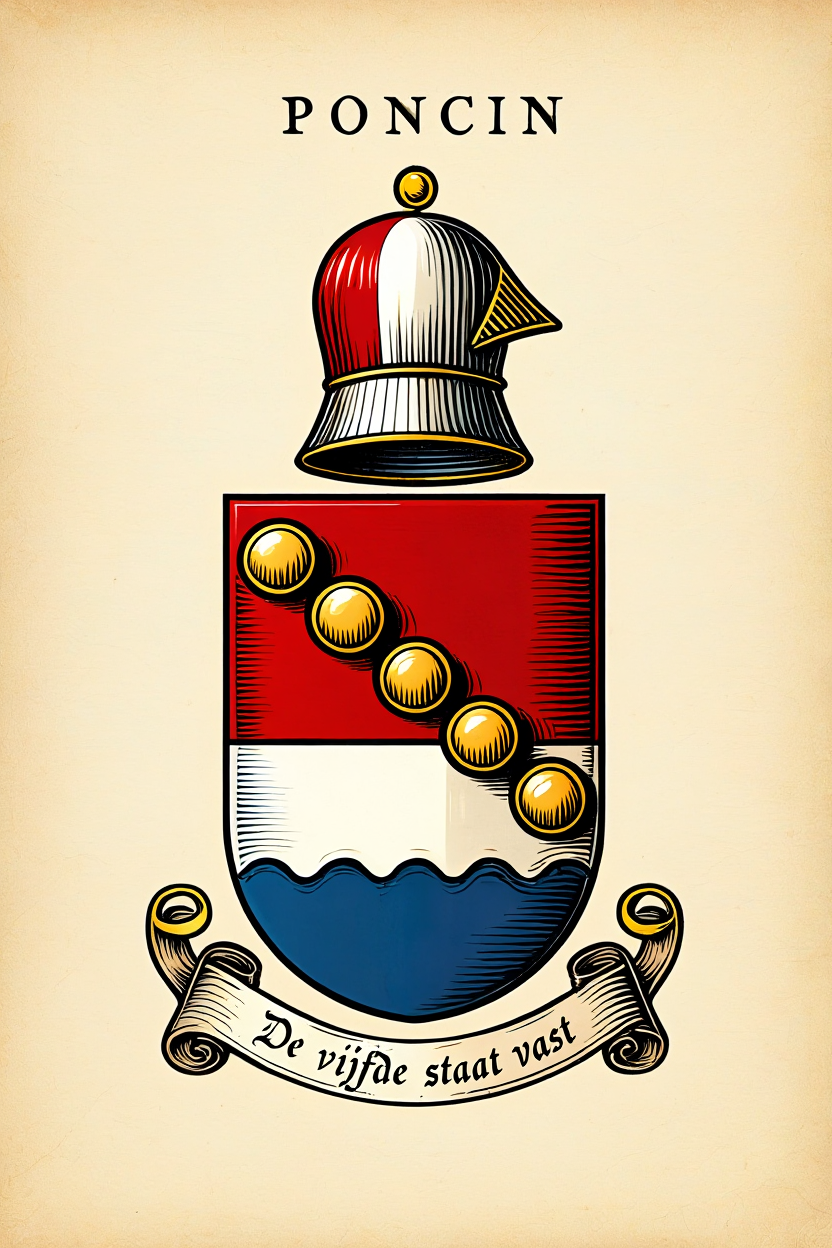 Familiewapen van de achternaam PONCIN (vergrendeld)