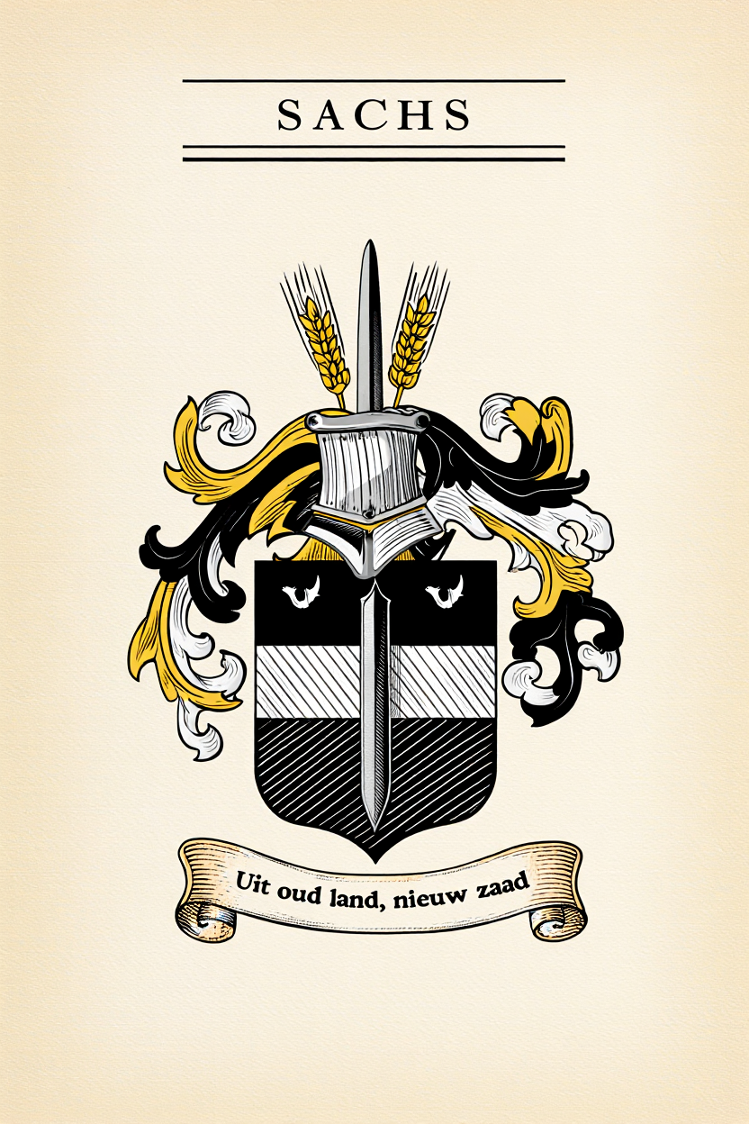 Familiewapen van de achternaam SACHS (vergrendeld)