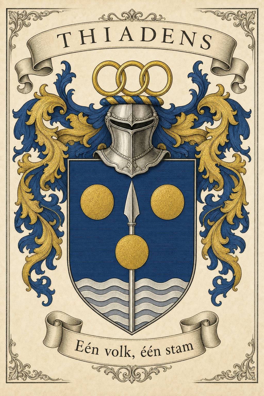 Familiewapen van de achternaam THIADENS (vergrendeld)