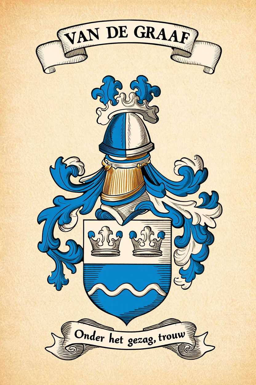 Familiewapen van de achternaam VAN DE GRAAF (vergrendeld)
