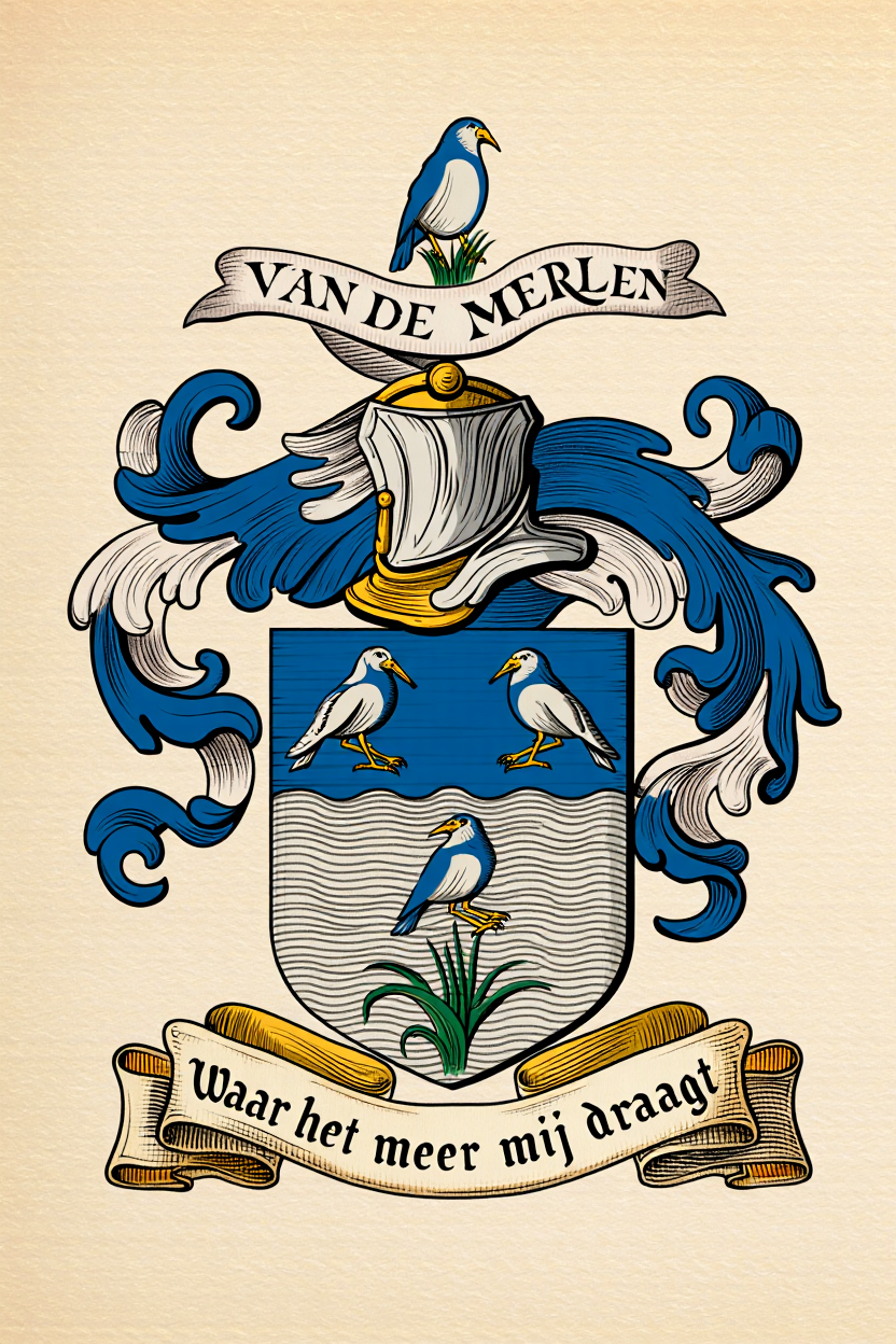 Familiewapen van de achternaam VAN DE MERLEN