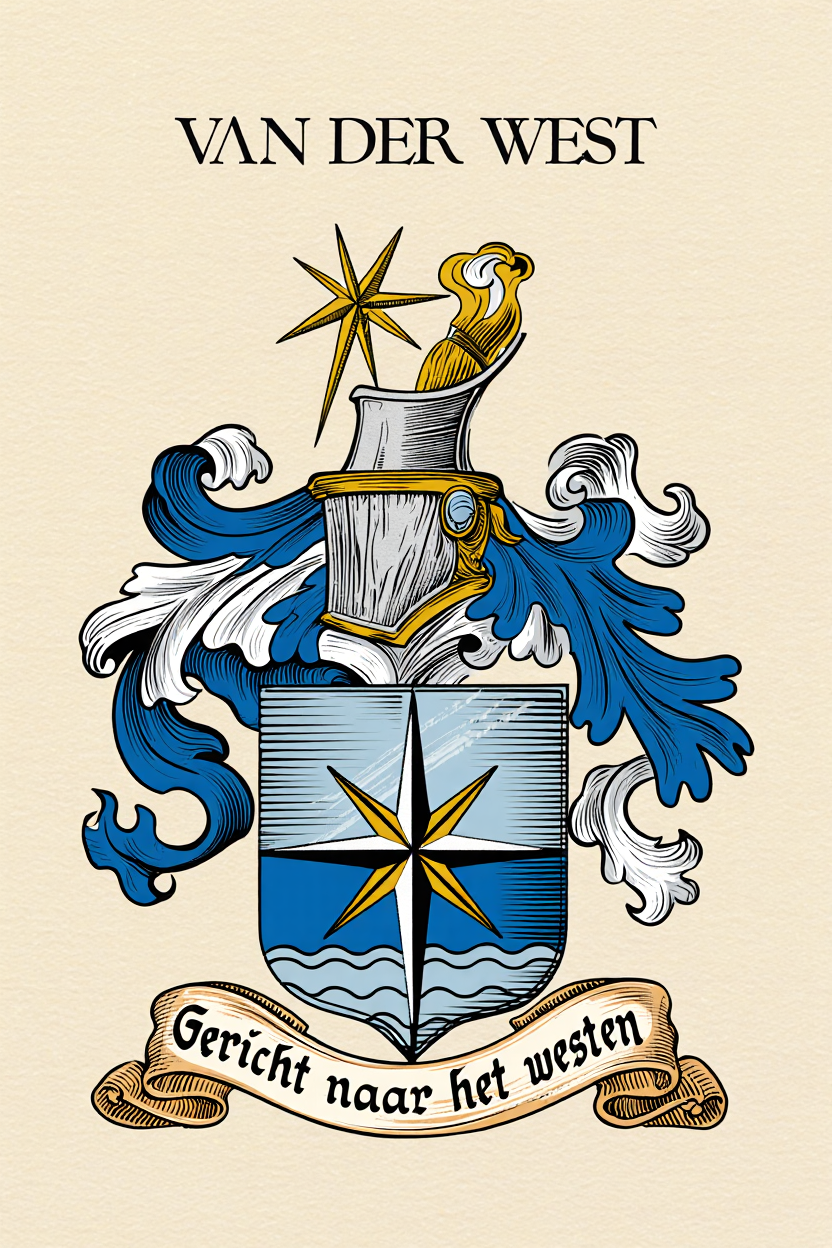 Familiewapen van de achternaam VAN DER WEST (vergrendeld)
