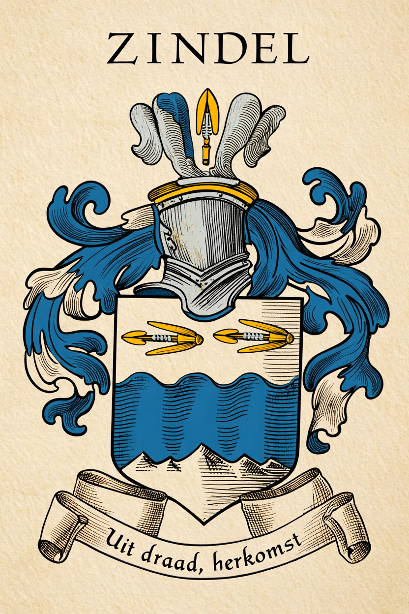 Familiewapen van de achternaam ZINDEL (vergrendeld)
